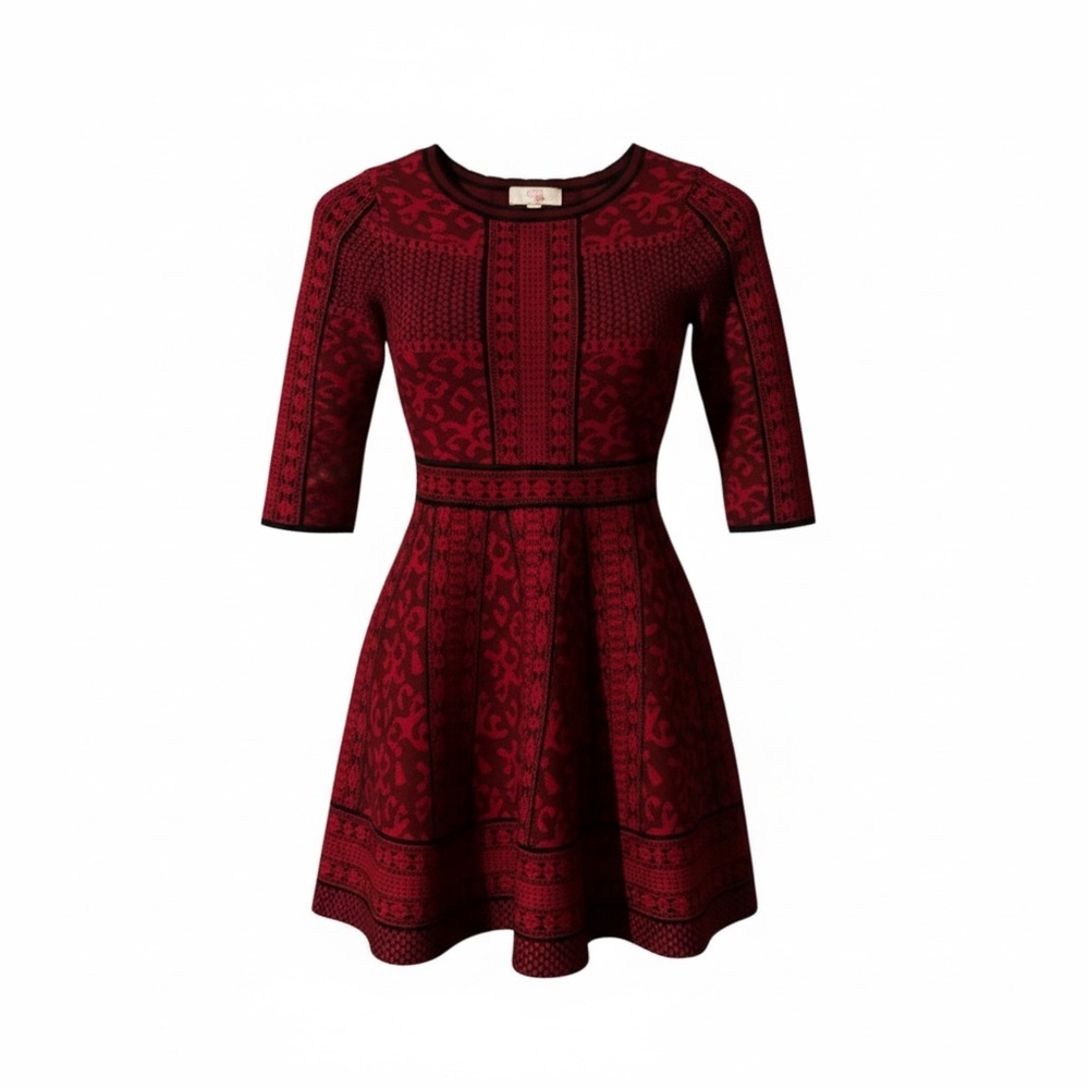 GB Girls Fit & Flare Knit Dress – Textured Pattern – Size S